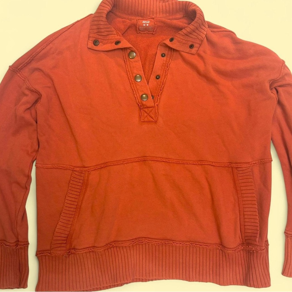 Aerie Women's Rust Zip Up Sweater